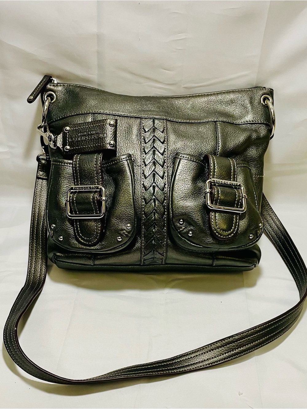 Tignanello Multi- Pocketed Pebbled Leather Crossbody/Shoulder Bag, NW0T